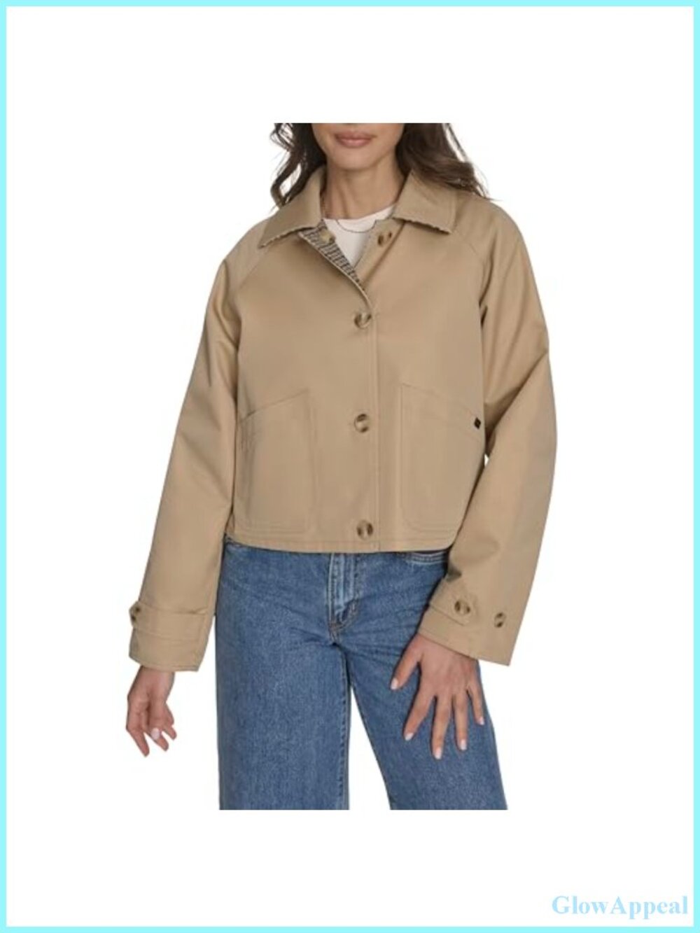 Reversible Trench Jacket Long Sleeve Cotton Polyester Medium Stretch
